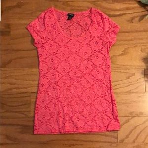 Rue21 Pink Lace Shirt Women’s Size XL